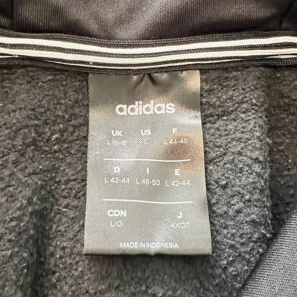 EUC Adidas Essential 3-Stripe Logo Hoodie Black Size L - Picture 4 of 5